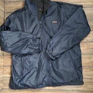 America Jiggie Wear Jacket Windbreaker Fleece Reversible Blue Men Sz L Y2K Vtg